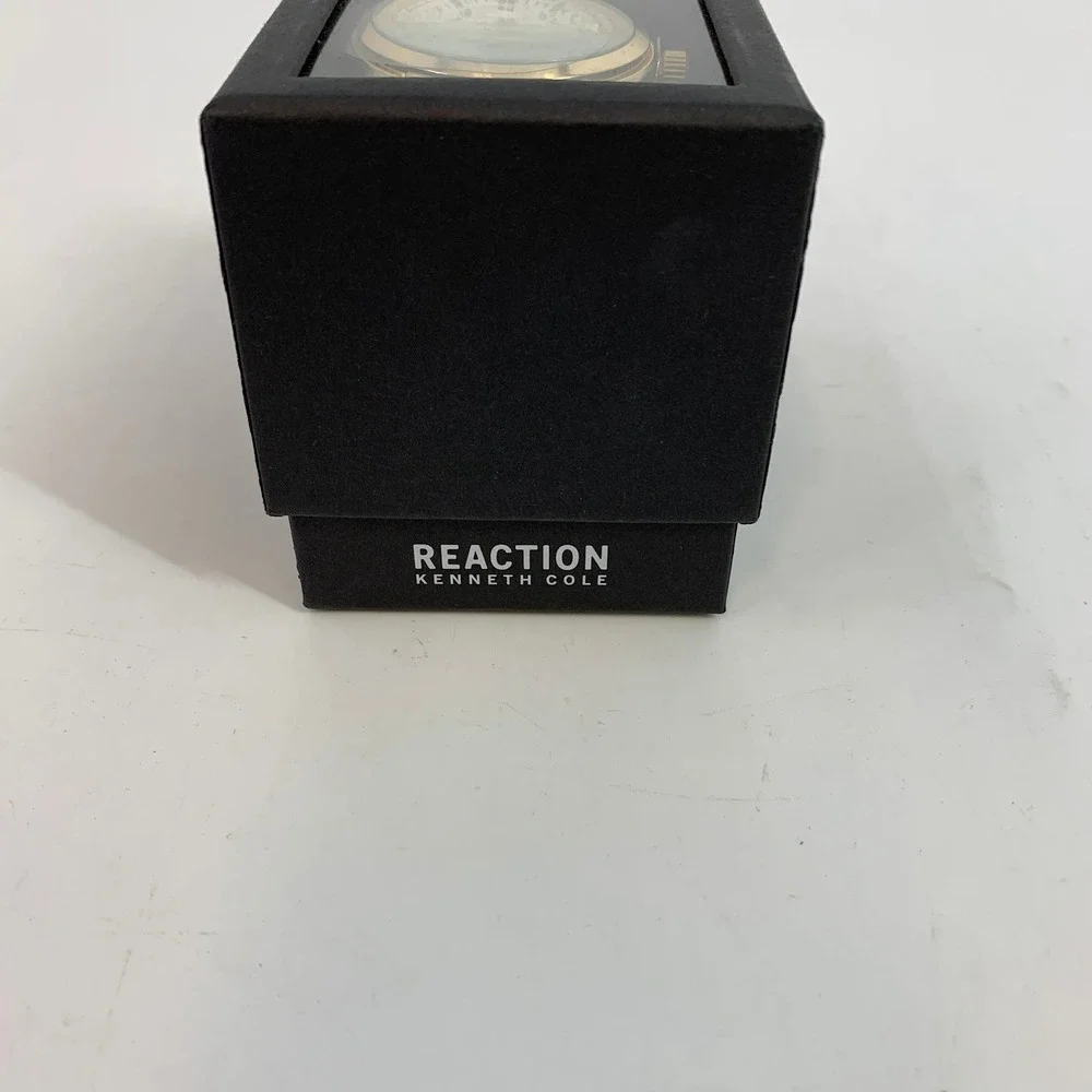 Reaction Kenneth Cole Men's Gold‎ Tone Watch with Black Band and Box